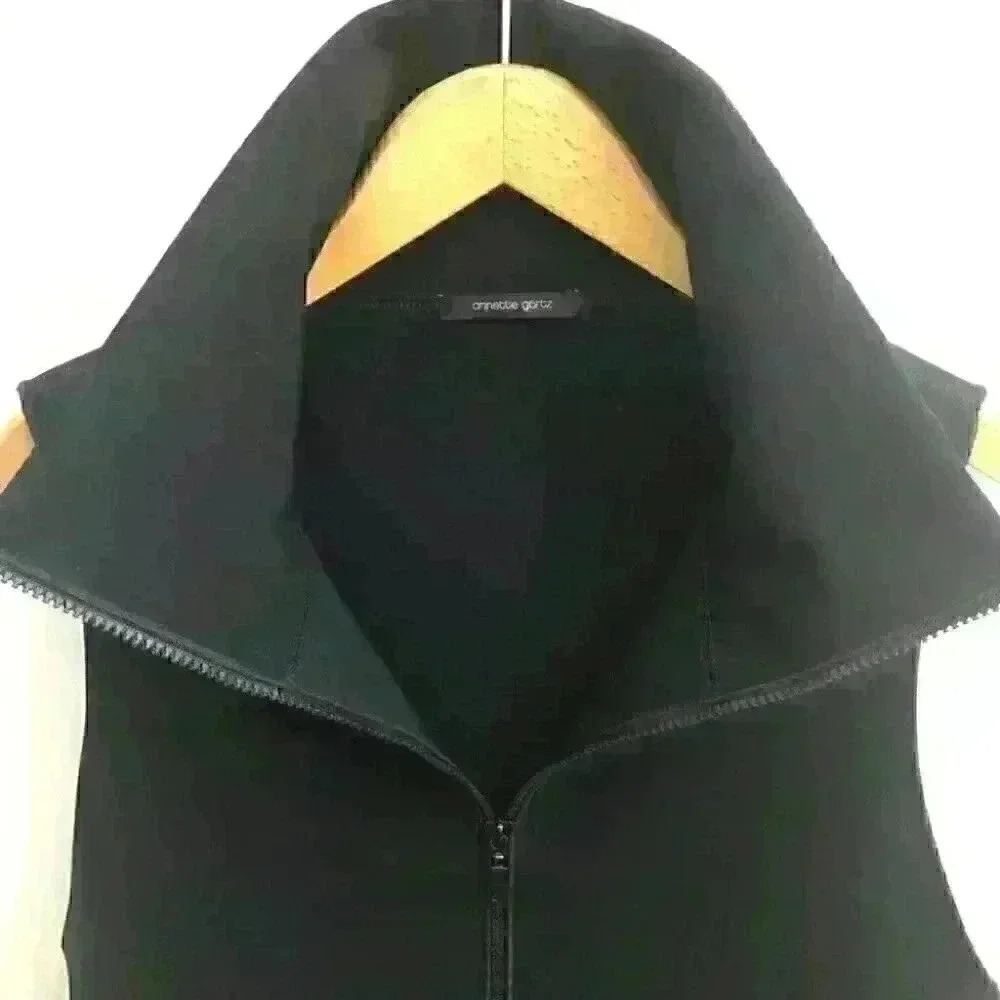 Annette Gortz Designer Relaxed Fit Soft Shell Vest Black Size 36 - Picture 5 of 14